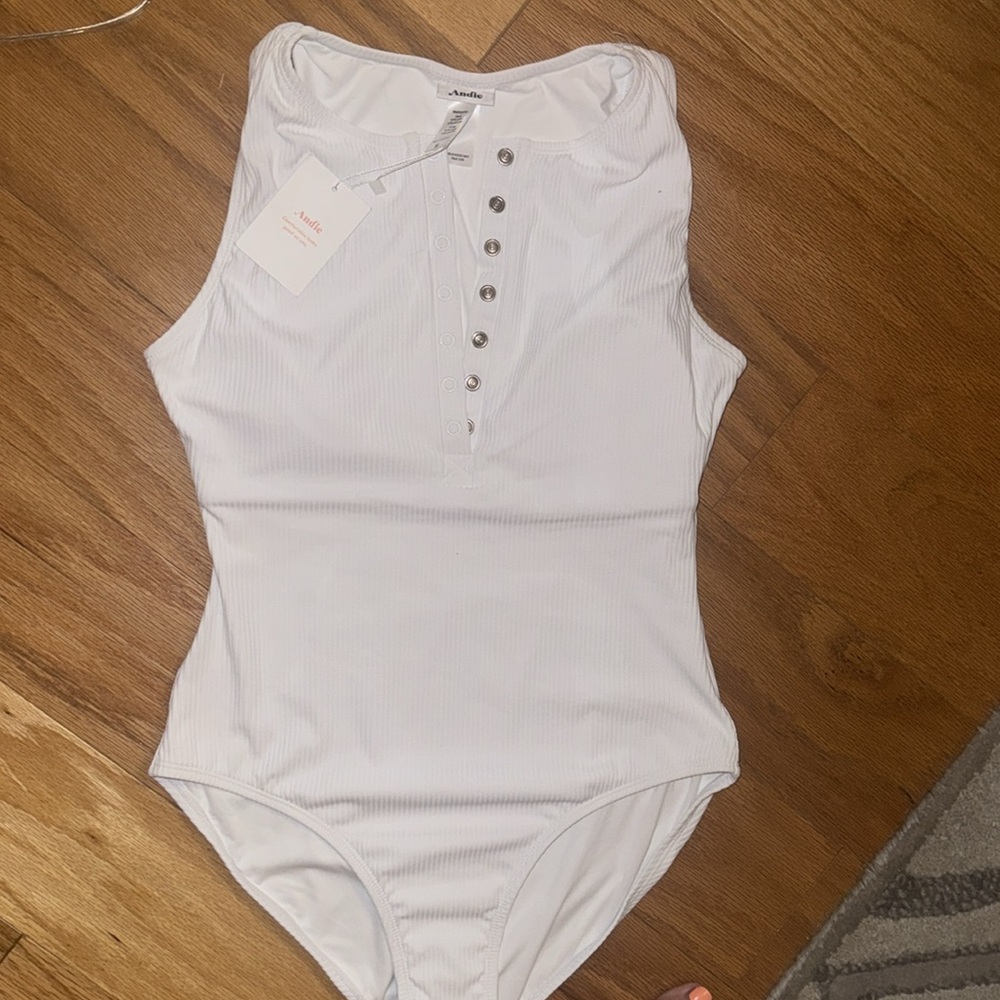 Andie Swim The Malibu One Piece Ribbed white NWT medium